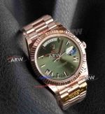 Noob Factory Rolex Day Date 40 Rose Gold Green Roman Gain Weight Replica Watch